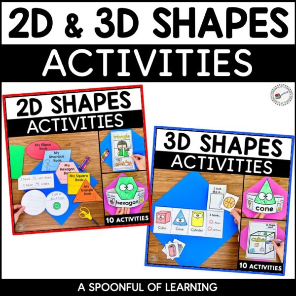 2D and 3D shapes activities and worksheets included in this bundle.