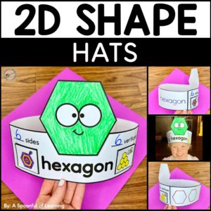 A hexagon shaped hat included in these 2D shape hat crafts.