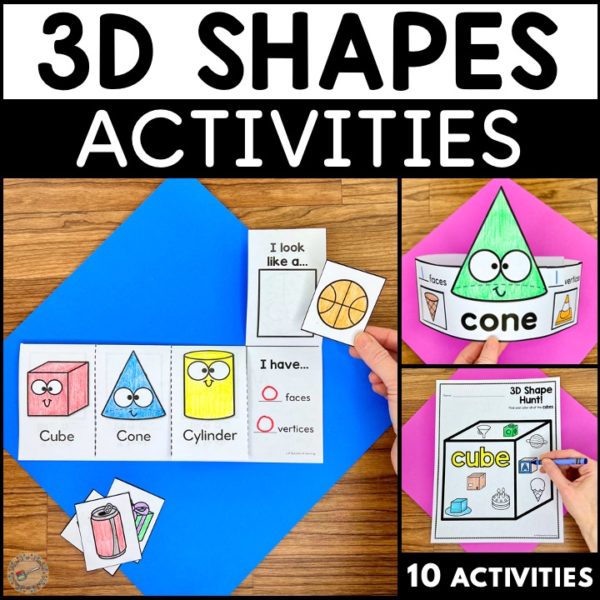 3D shape worksheets and activities included in this 3D shapes activities pack.