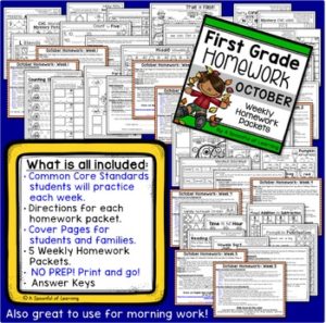 First Grade Homework - October - A Spoonful of Learning