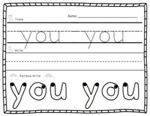Sight Words Trace, Write, and Rainbow Write Printables