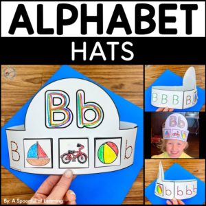 Letter B alphabet hat with a view of the front and sides of the hat.