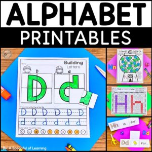 Alphabet worksheets that are included in this alphabet printables pack. There are handwriting letters, letter recognition, fine motor skills, alphabet flipbooks, and mystery pictures.