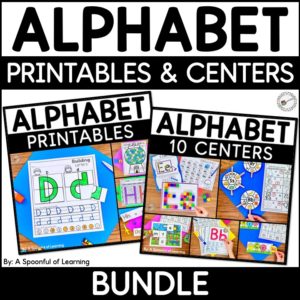 Alphabet centers and alphabet printables included in this bundle