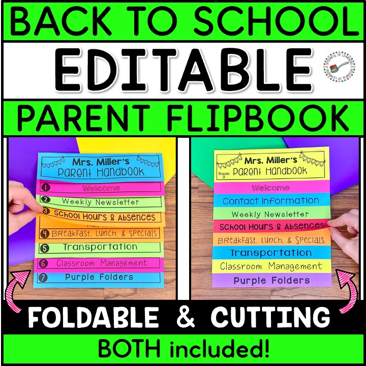 A back to school flip book printed onto colorful paper.