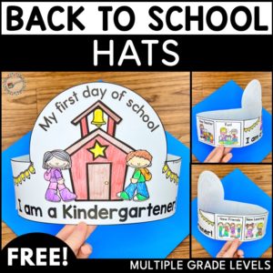 The front side and back of the first week of school hat.