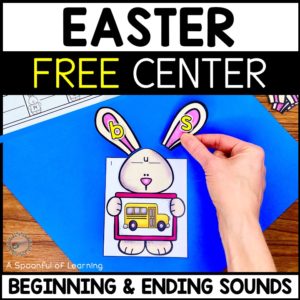 An example of a beginning and ending sound center activity that is part of this free Easter centers.