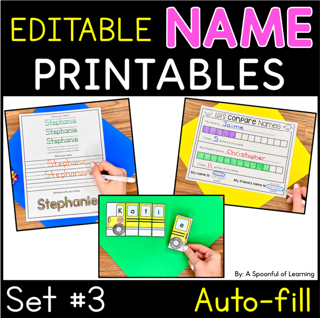 Editable Name Printables and Activities Set 3