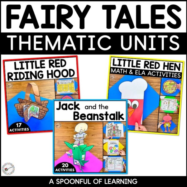 The Little Red Hen, Jack and the Beanstalk, and Little Red Riding Hood units that are included in this fairy tales bundle.