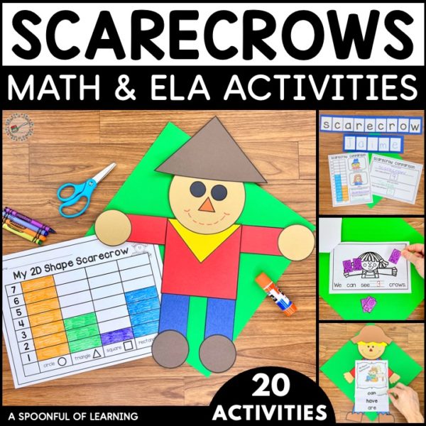 scarecrow activities with scarecrow crafts, math activities, and fall activities