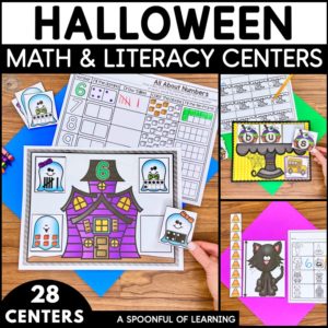 Halloween Math and Literacy Centers - 28 Centers