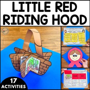 Crafts, math, literacy, and writing activities that are included in this Little Red Riding Hood Unit.