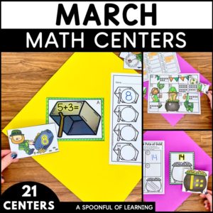 St. Patrick's Day themed math centers included in this March centers resource.