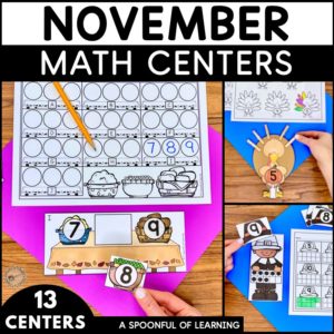 Thanksgiving math centers for kindergarten