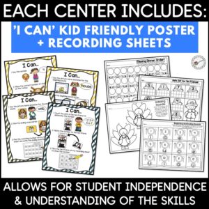Thanksgiving Math and Literacy Centers - November - A Spoonful of Learning