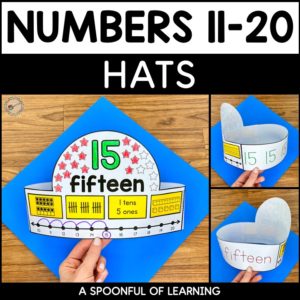 Example of a teen numbers hat included in these numbers 11-20 number hats.