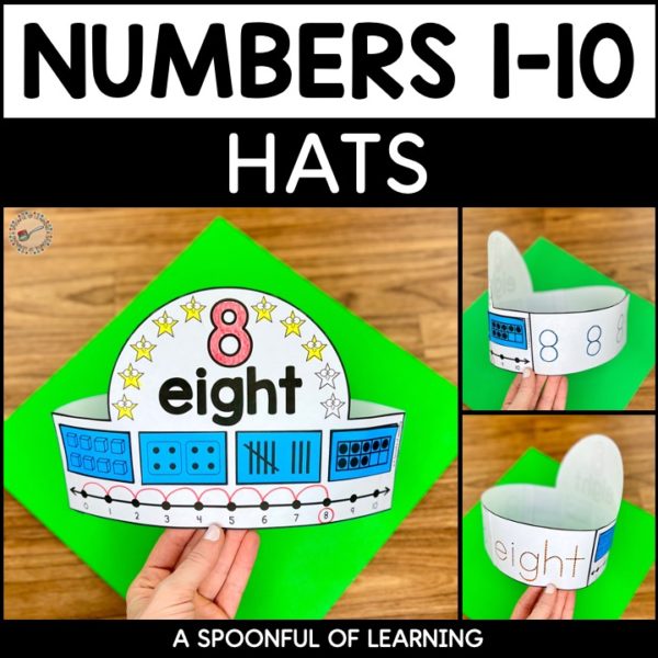 Example of a number 8 hat included in these numbers 1-10 number hats.