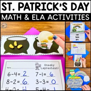 St. Patrick's Day math, literacy, and writing activities and crafts that are included in this unit.