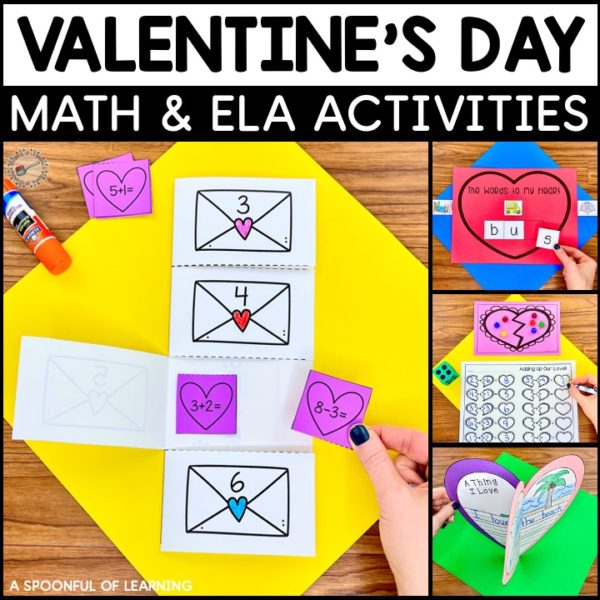 Math and Literacy activities and crafts included in this Valentine's Day Unit