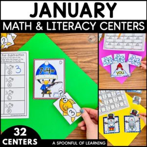 Winter math and literacy centers included in these January centers.