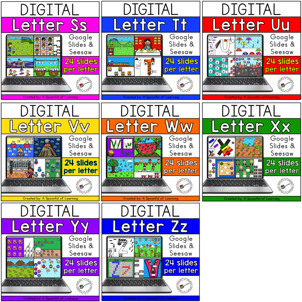 Preschool Letter Activities - Digital Alphabet from S - Z