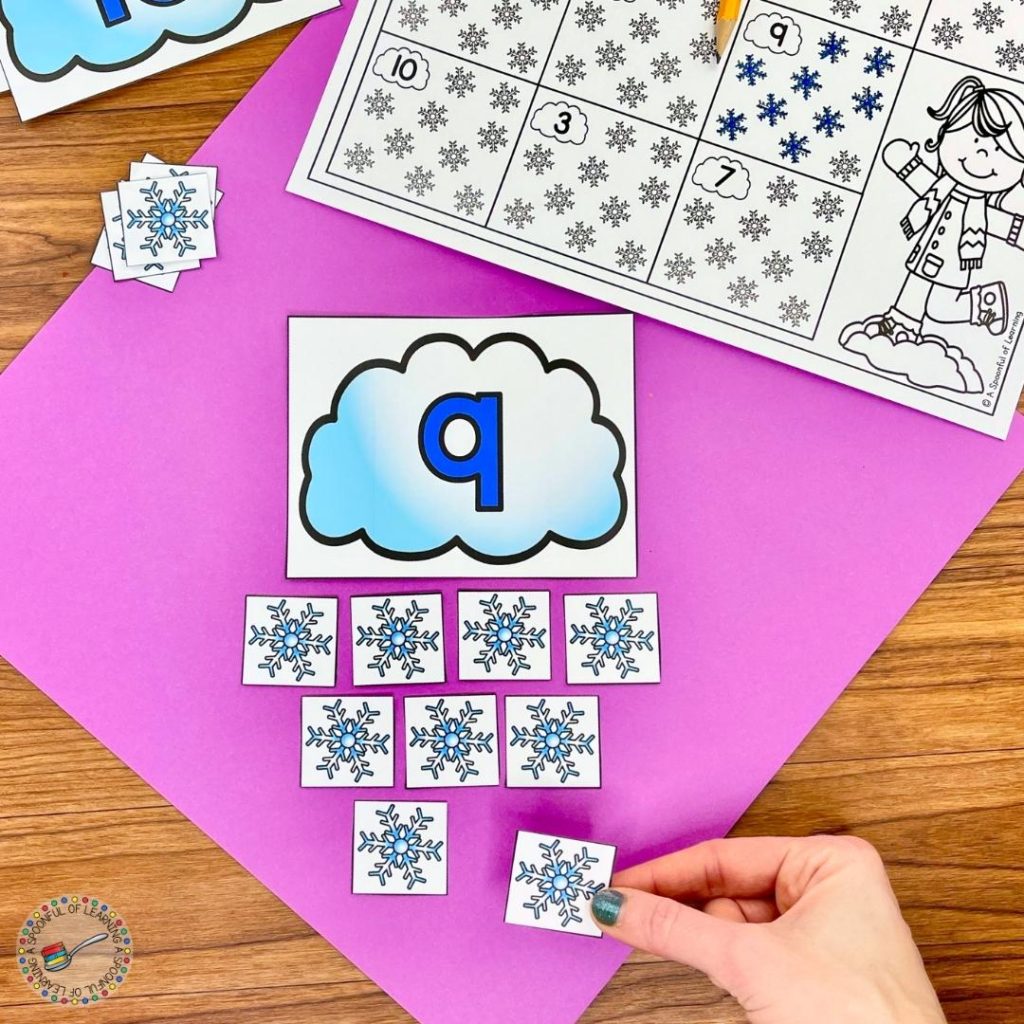 Adding snowflakes under a cloud to match the number