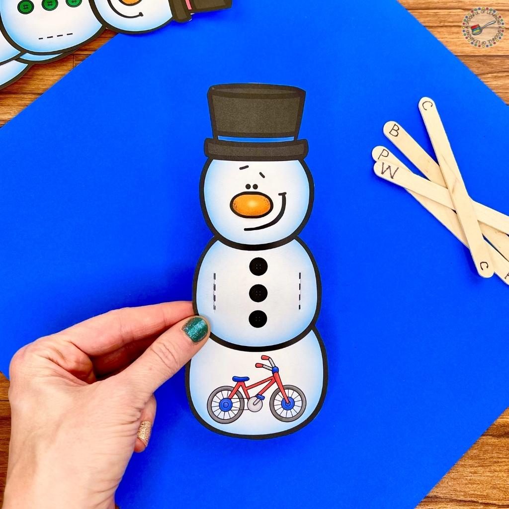 An example of the snowman for the beginning sound activity.