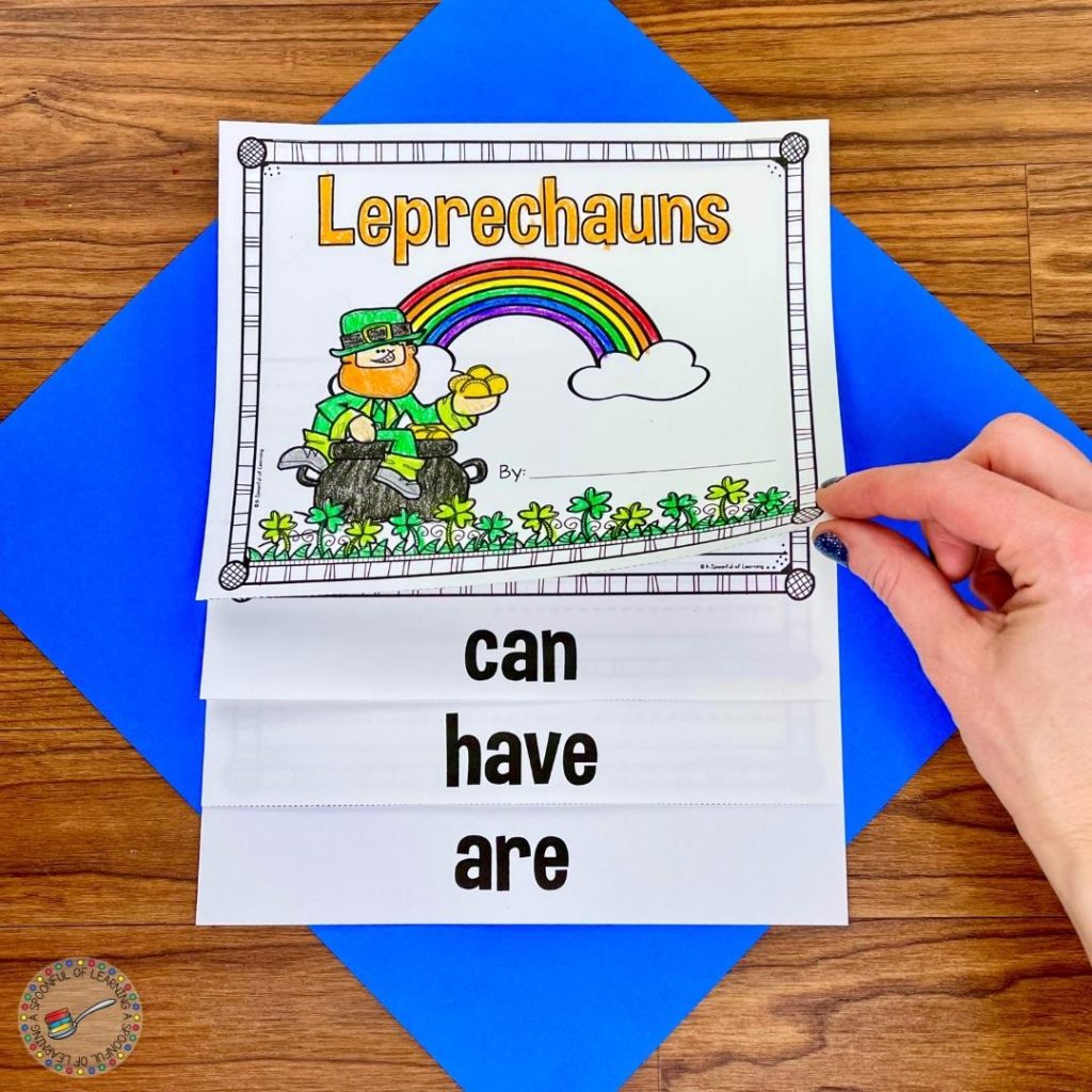A leprechaun informational flip book for students to write new knowledge that they learned about leprechauns.