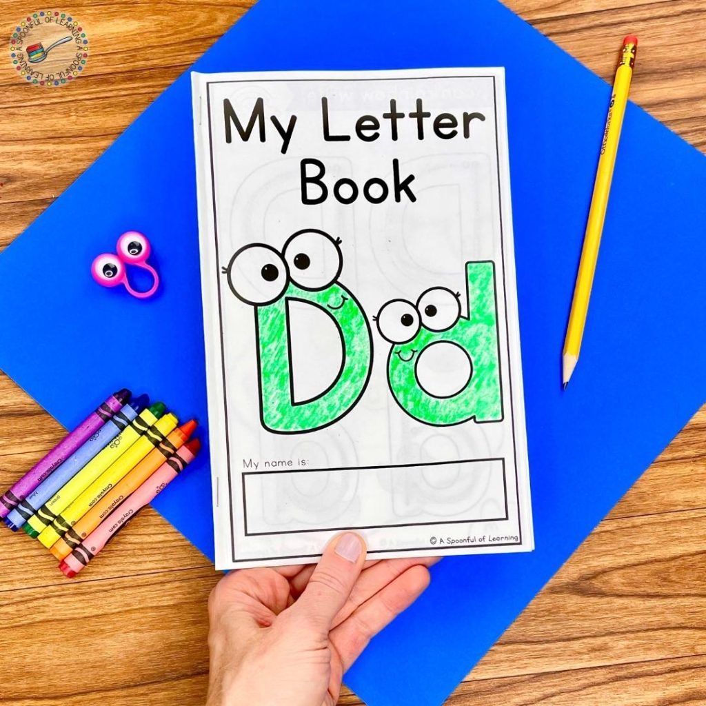 The front of the free letter d book where students practice learning about the letter d in a variety of ways.