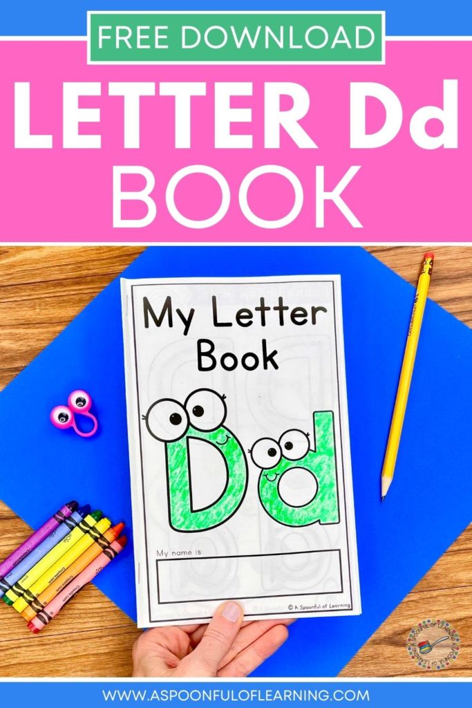 An example of the front of the letter d book that is available for a free download.