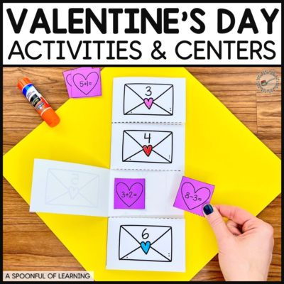 This Valentine's Day activity is a student sorting out different addition and subtraction equations and placing them under the correct answer. This math activity is included in the Valentine's Day activities pack.