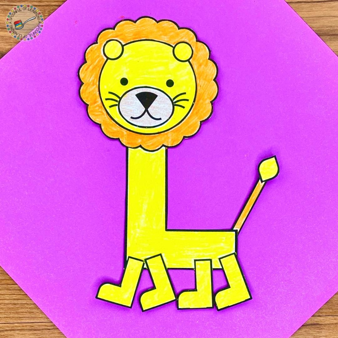 Students will use even more fine motor skills with this letter craft! The students cut the images out, color them, and then glue them together correctly to make the lion for the "L" letter craft.