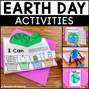 Examples of different Earth Day activities and crafts included in this Earth Day Pack.