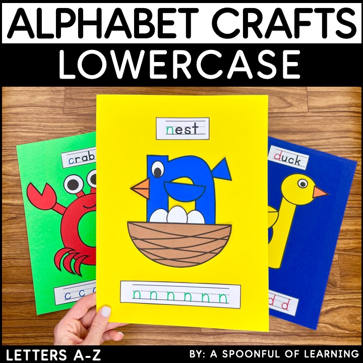There are 26 engaging lowercase alphabet letter crafts to help students learn their lowercase letters!