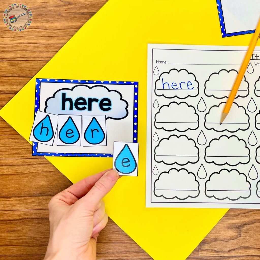 Use this interactive sight words activity in your April centers! Students will use the letters on the raindrops to build different sight words.