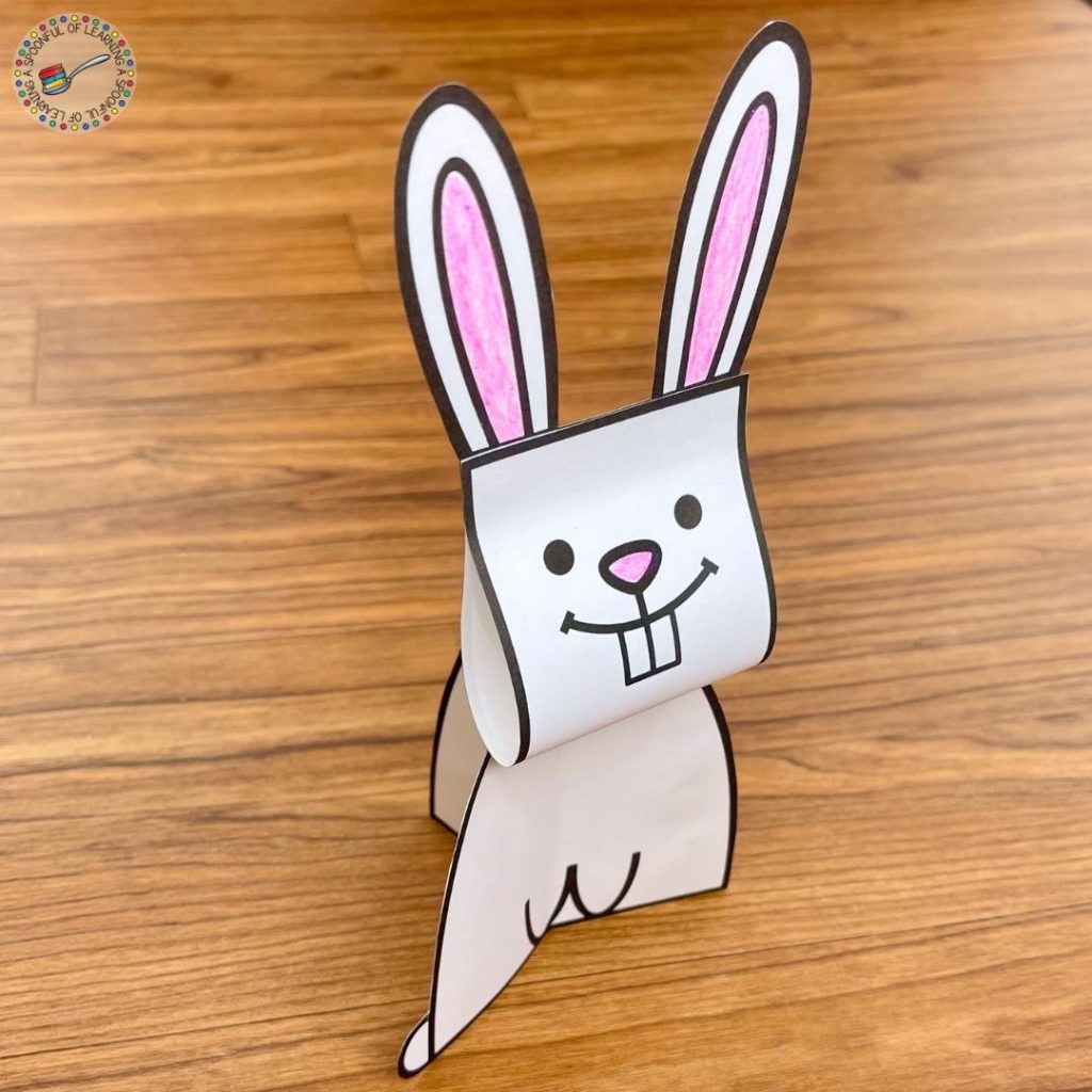 An example of a bunny craft that is 3D and can stand on its own.