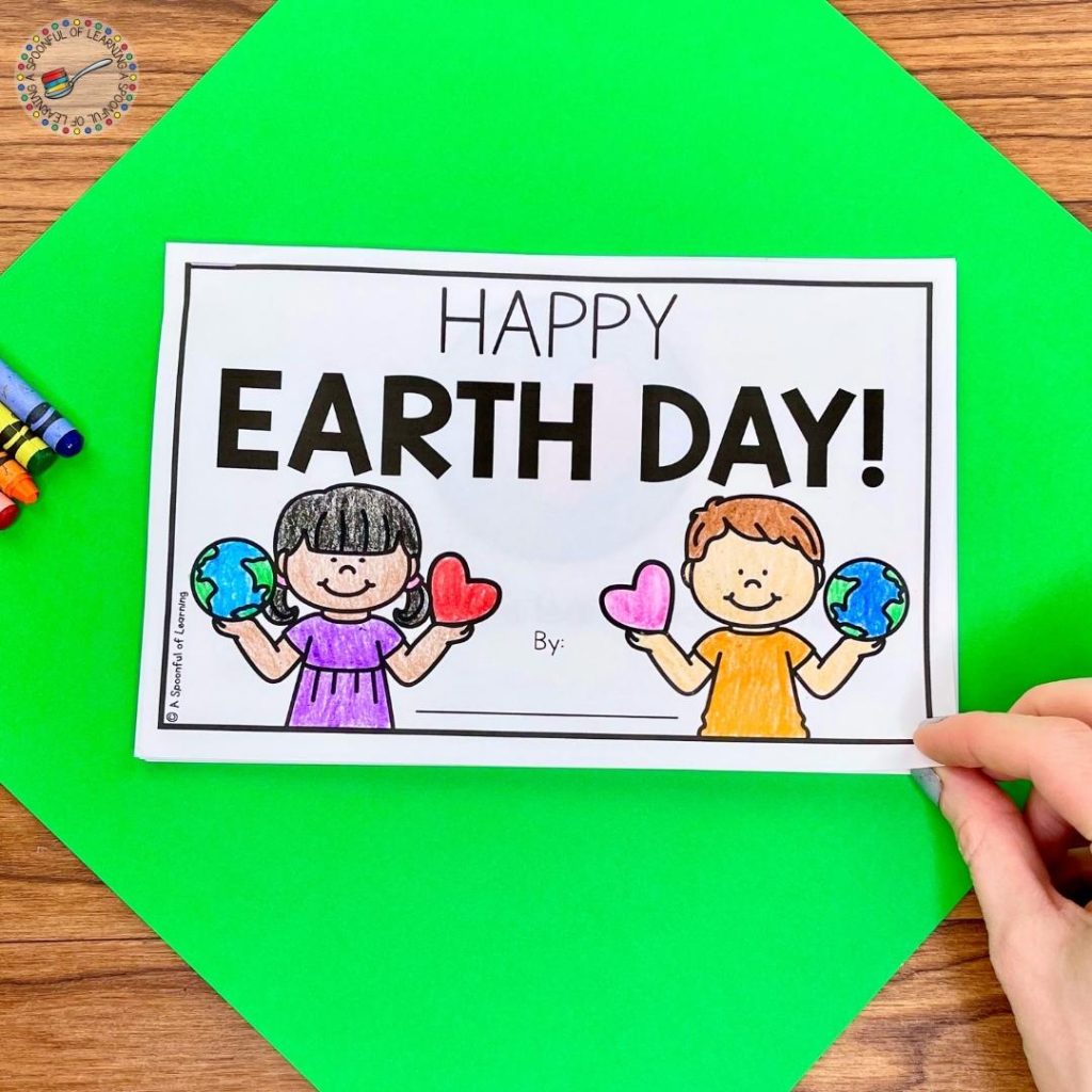 Front cover of a fill-in-the-blank book, entitled "Happy Earth Day!"