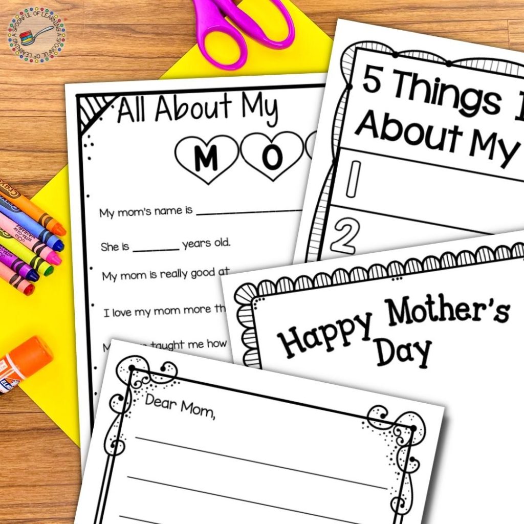 Four different Mother's Day card insert options.