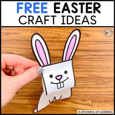 A look at the 3D bunny craft that is included in these free Easter craft ideas.