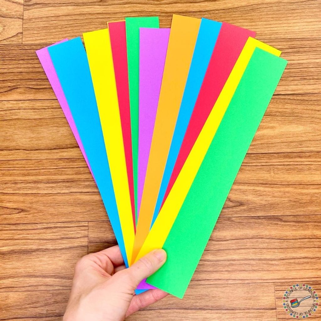 Colorful paper strips that are 1.5 inches wide
