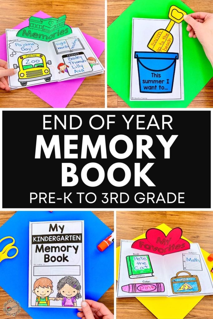 Pinterest collage pin - End of Year Memory Book Pre-K to 3rd Grade