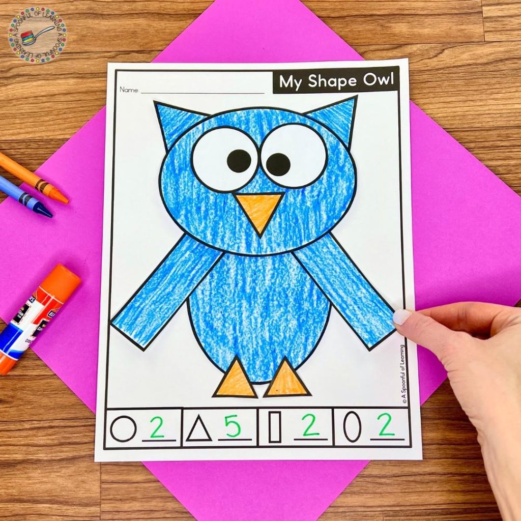 Completed My Shape Owl Worksheet
