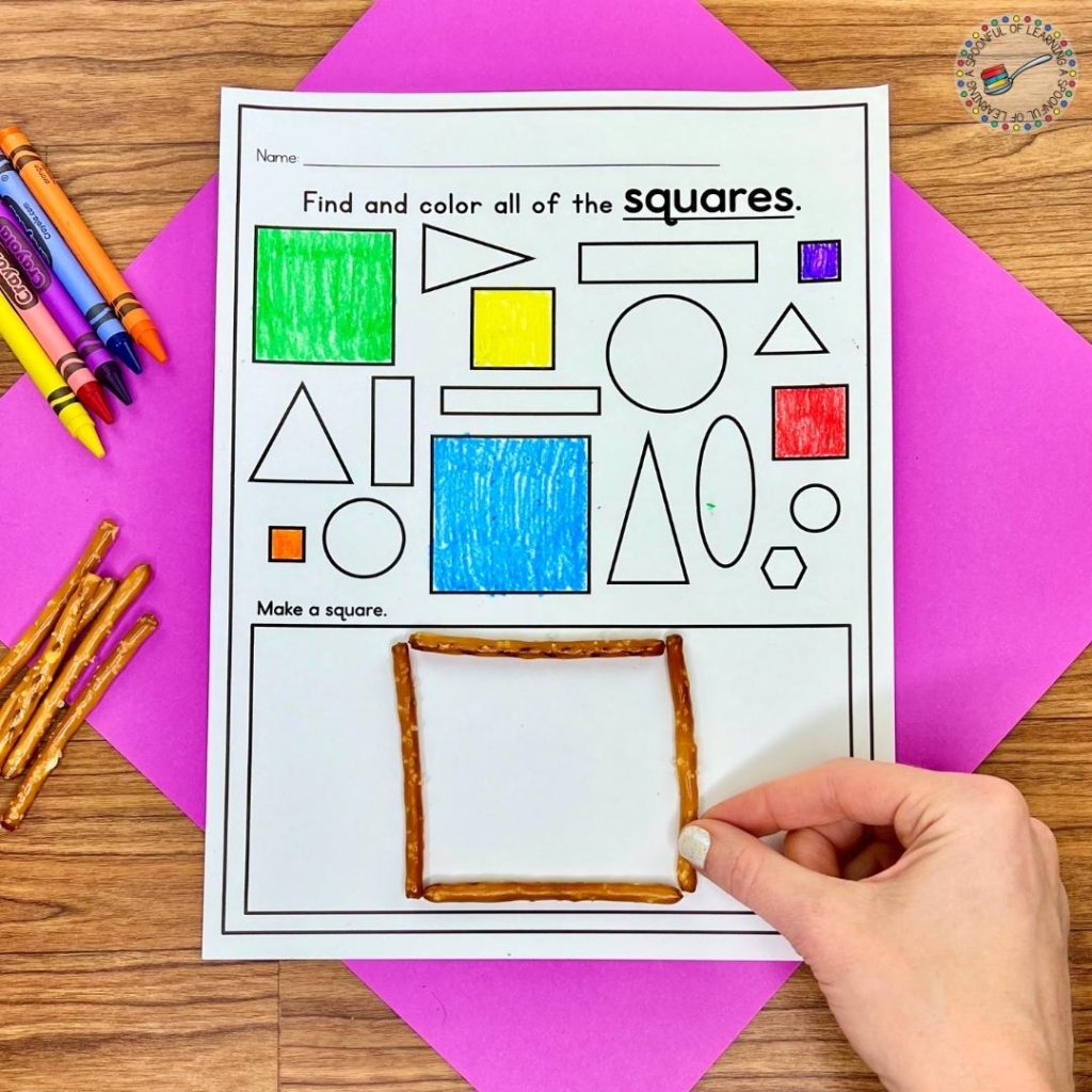 Find, Color, and Build Worksheet for a square