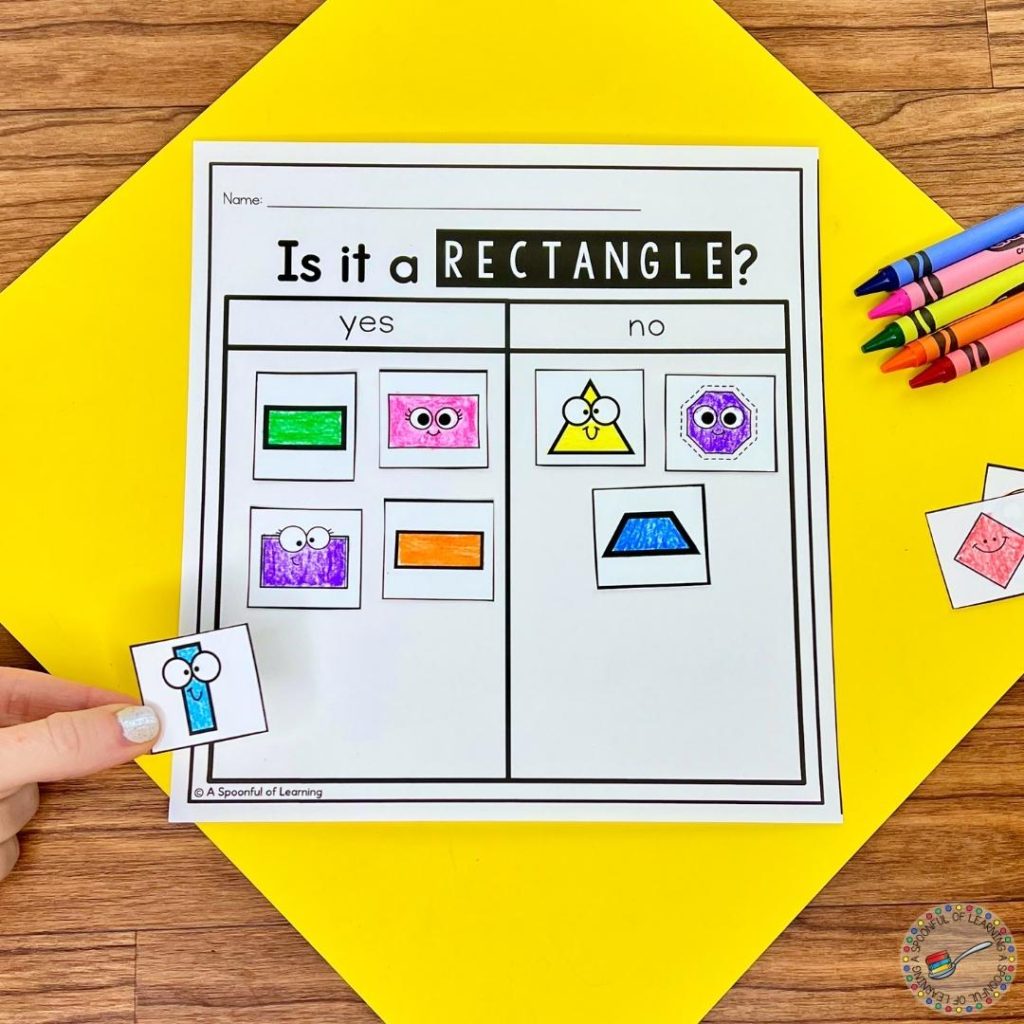 Is it a rectangle? 2D shape sorting activity