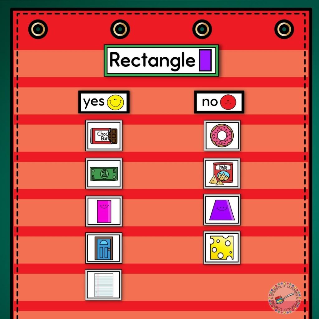 Pocket chart with rectangle sorting cards