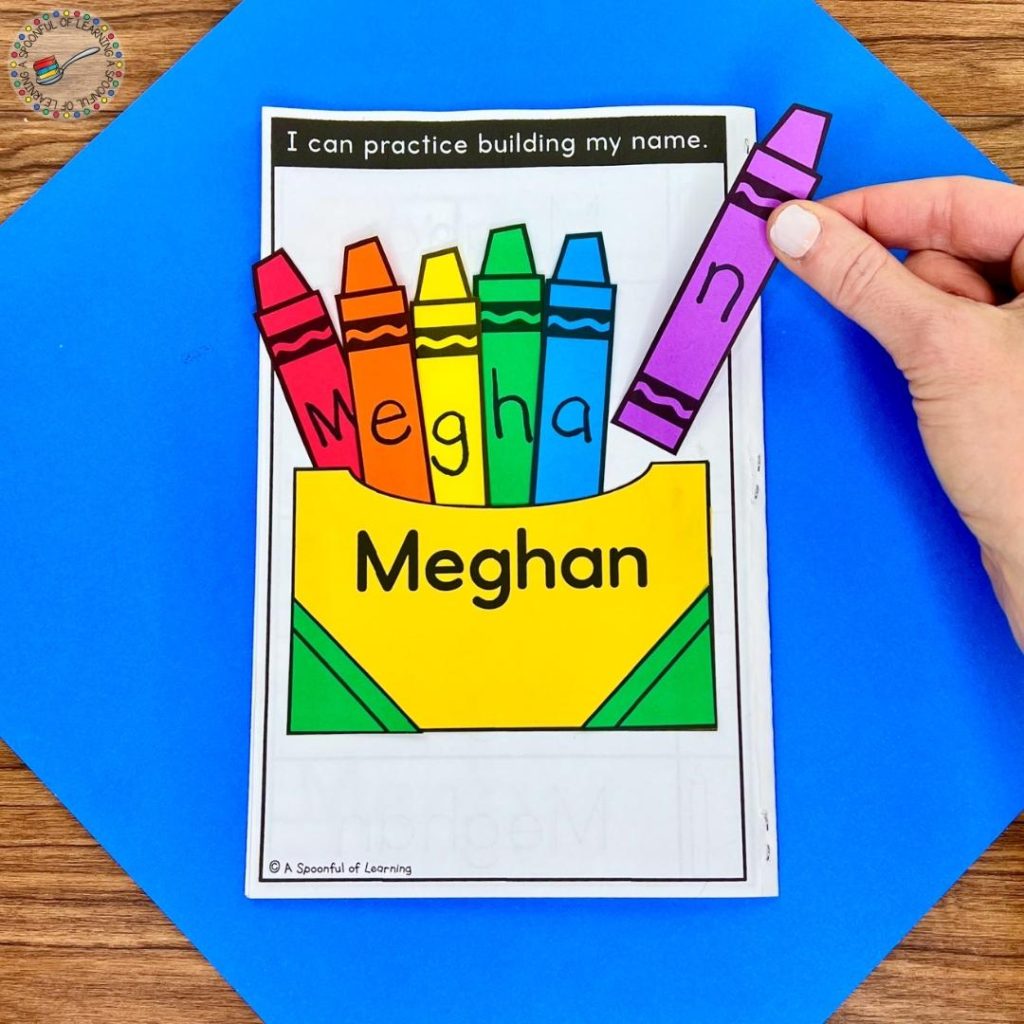 A crayon-themed name building craft