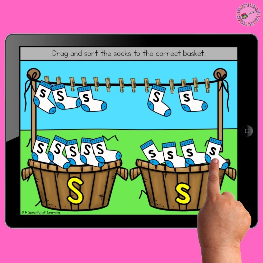A digital letter sorting activity for the uppercase and lowercase letter S