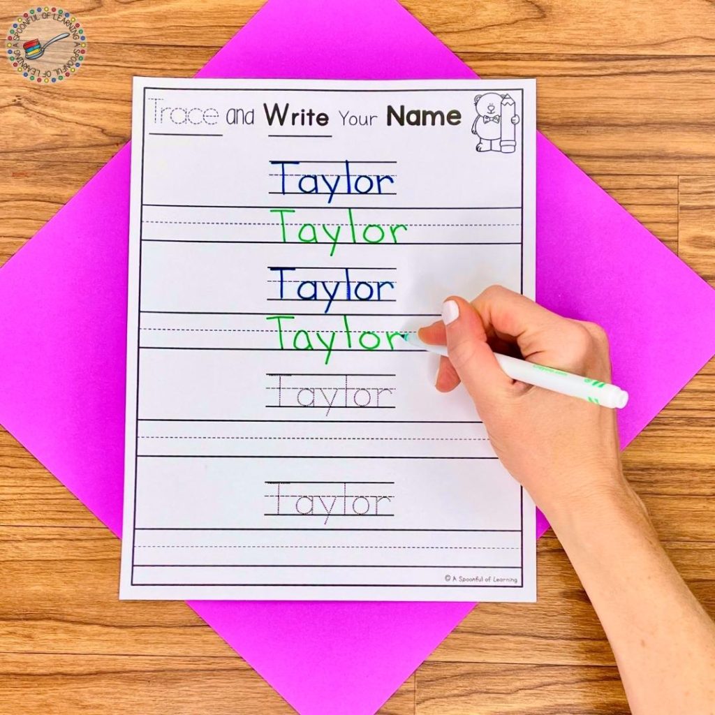 A name trace and write kindergarten name practice activity
