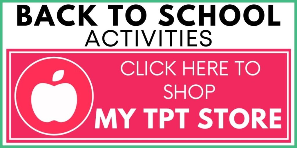 Back to School Activities - Click Here to Shop My TPT Store