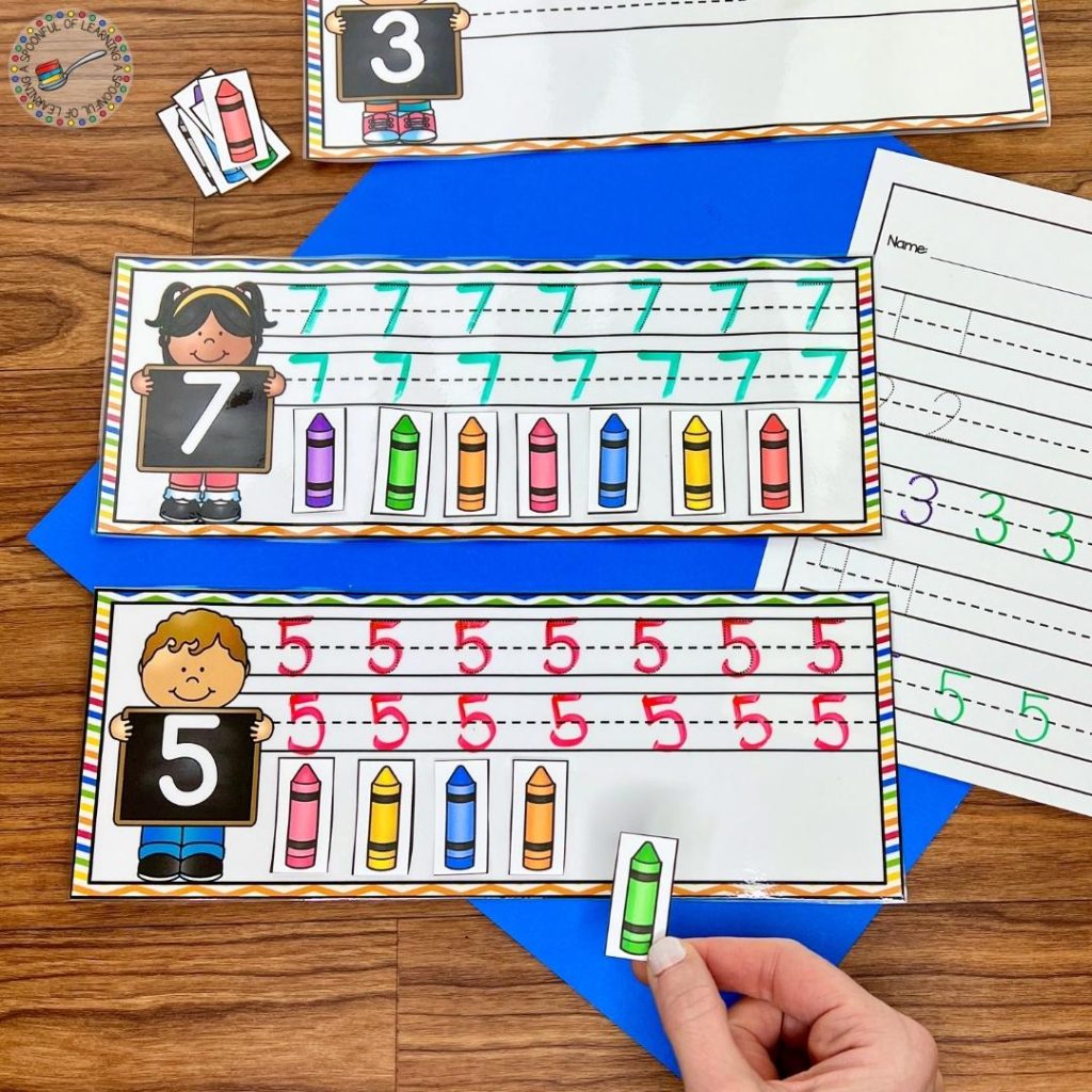 A dry erase number tracing activity
